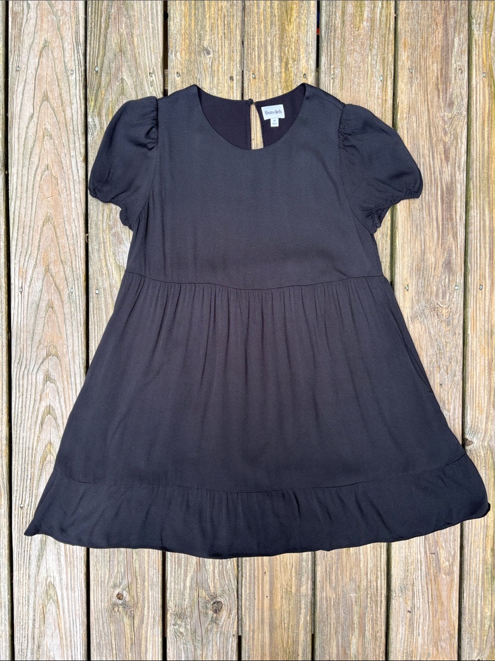 ARITZIA | SUN-DEH Black Puff Sleeve Baby Doll Tiered Chic Mini Dress‎ | Size M